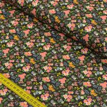 Tecido Estampado para Patchwork - Fiori: Bouquet de Flores Fundo Preto (0,50x1,40)