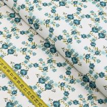 Tecido Estampado para Patchwork - Floral Espanha : Floral Barcelona Petróleo (0,50x1,40)