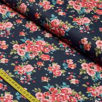 Tecido Estampado Para Patchwork - Floral : Melbourne Marinho (0,50x1,50) Tecido Estampado Para Patchwork - Floral : Melbourne Marinho (0,50x1,50)