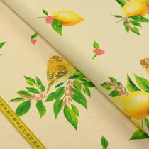 Tecido Estampado para Patchwork - Floratta: Barrado De Pássaro Com Limão (0,50x1,40)
