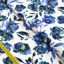 Tecido Estampado para Patchwork - Floratta: Rosas Grande Azul (0,50x1,40)