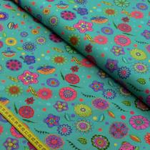 Tecido Estampado para Patchwork - Flowers by Marina Landi: Fundo Acqua ML003 (0,50x1,50) Tecido Estampado para Patchwork - Flowers by Marina Landi: Fundo Acqua ML003 (0,50x1,50)