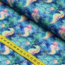 Tecido Estampado Para Patchwork - Fundo do Mar : Cavalo Marinho Aquarelado (0,50x1,50) Tecido Estampado Para Patchwork - Fundo do Mar : Cavalo Marinho Aquarelado (0,50x1,50)