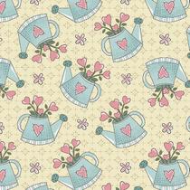 Tecido Estampado para Patchwork - Garden: Mini Regadores Creme (0,50x1,40)