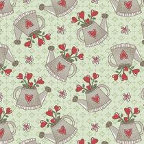 Tecido Estampado para Patchwork - Garden: Mini Regadores Menta (0,50x1,40)