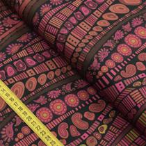 Tecido Estampado para Patchwork - Geometrics By Marina Landi & Valeria Cervetto : Laranja com Vinho (0,50x1,40)