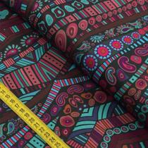 Tecido Estampado para Patchwork - Geometrics By Marina Landi & Valeria Cervetto : Vinho com Verde (0,50x1,40)