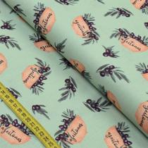 Tecido Estampado para Patchwork - Gourmet : Azeitona Fundo Verde (0,50x1,40)