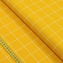 Tecido Estampado para Patchwork - Grid : Xadrez Branco com Fundo Amarelo (0,50x1,40)