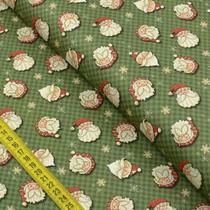 Tecido Estampado para Patchwork - Happy Christmas: Noel Fundo Verde (0,50x1,40)