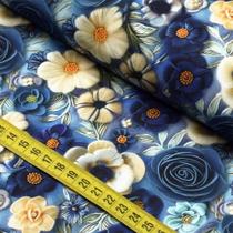 Tecido Estampado para Patchwork - Heartsease : Rosas Azul (0,50x1,50) Tecido Estampado para Patchwork - Heartsease : Rosas Azul (0,50x1,50)