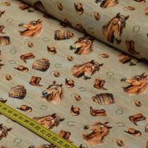 Tecido Estampado para Patchwork - Horses : Cabeça de Cavalos (0,50x1,50)