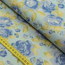 Tecido Estampado para Patchwork - I Love Roses by MC Design : Rosas Grande Azul (0,50x1,40)