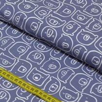 Tecido Estampado para Patchwork - Inspiração Escandinava: Urso Azul (0,50x1,50)