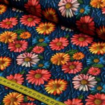 Tecido Estampado para Patchwork - Jeans Florido : Floral Colorido (0,50x1,50) Tecido Estampado para Patchwork - Jeans Florido : Floral Colorido (0,50x1,50)