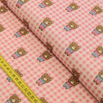 Tecido Estampado para Patchwork - Kawaii : Ursinhos Rosa (0,50x1,40)