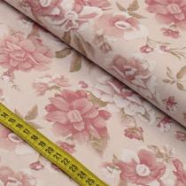 Tecido Estampado para Patchwork - Leveza : Rosas Grandes Rose (0,50x1,40)