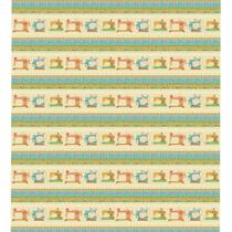 Tecido Estampado para Patchwork - Love Sewing: Barrado de Costura Fundo Bege (0,50x1,40)