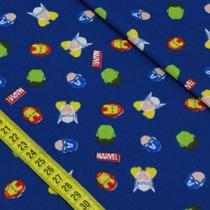 Tecido Estampado para Patchwork - Marvel: Vingadores Fundo Azul (0,50x1,50)