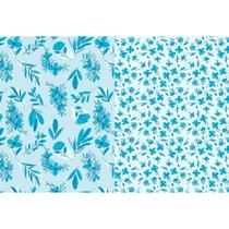 Tecido Estampado para Patchwork - Meio a Meio By Amanda Ansaldo : Digital Tricoline Estampa Floral Azul (0,50X1,40)