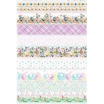 Tecido Estampado Para Patchwork - Memórias de Páscoa : Faixas de Coelho (0,50x1,40)