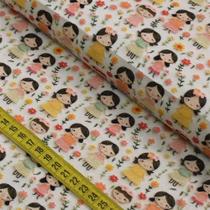 Tecido Estampado Para Patchwork - Meninas Bordadas 6 (0,50x1,40)