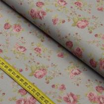 Tecido Estampado para Patchwork - Millyta La Vie En Rose : Rosas Media Cinza (0,50x1,40)