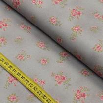 Tecido Estampado para Patchwork - Millyta La Vie En Rose : Rosas Pequena Cinza (0,50x1,40)