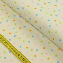 Tecido Estampado Para Patchwork - Mini Zoo: Poás E Estrelas Creme (0,50x1,40)