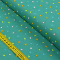 Tecido Estampado Para Patchwork - Mini Zoo: Poás E Estrelas Verde (0,50x1,40)