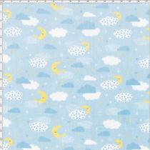 Tecido Estampado para Patchwork - Mundo dos Sonhos Meia Lua e Nuvens Fundo Azul (0,50x1,40) Tecido Estampado para Patchwork - Mundo dos Sonhos Meia Lua e Nuvens Fundo Azul (0,50x1,40)