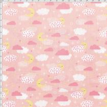 Tecido Estampado para Patchwork - Mundo dos Sonhos Meia Lua e Nuvens Fundo Rosa (0,50x1,40) Tecido Estampado para Patchwork - Mundo dos Sonhos Meia Lua e Nuvens Fundo Rosa (0,50x1,40)