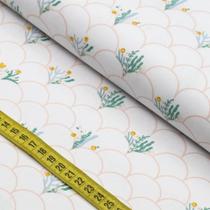 Tecido Estampado para Patchwork - Mundo Mágico do Fundo Do Mar : Escama Floral Rose (0,50x1,40) Tecido Estampado para Patchwork - Mundo Mágico do Fundo Do Mar : Escama Floral Rose (0,50x1,40)