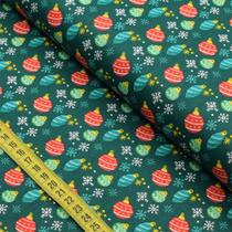 Tecido Estampado para Patchwork - Natal 05 : Bolas e Enfeites (0,50x1,40)