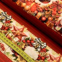 Tecido Estampado para Patchwork - Natal : Barrado de Natal Vermelho (0,50x1,50) Tecido Estampado para Patchwork - Natal : Barrado de Natal Vermelho (0,50x1,50)