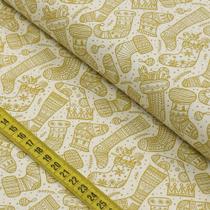 Tecido Estampado para Patchwork - Natal : Botas Natalinas Off 2647 (0,50x1,50)