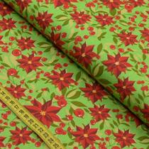 Tecido Estampado para Patchwork - Natal By Peter Paiva : Bico de Papagaio Fundo Verde (0,50x1,40) Tecido Estampado para Patchwork - Natal By Peter Paiva : Bico de Papagaio Fundo Verde (0,50x1,40)
