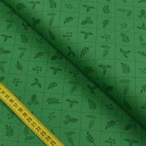 Tecido Estampado para Patchwork - Natal: Folhagem com Pinhas Fundo Verde (0,50x1,40)