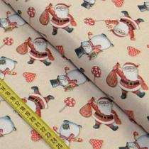 Tecido Estampado Para Patchwork - Natal : Noel e Snow Fundo Bege (0,50x1,40)