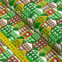 Tecido Estampado para Patchwork - Natal: Snow Village Fundo Off White (0,50x1,40)