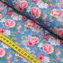 Tecido Estampado para Patchwork - Nordic Spring : Floral Medio Fundo Azul (0,50X1,40) Tecido Estampado para Patchwork - Nordic Spring : Floral Medio Fundo Azul (0,50X1,40)