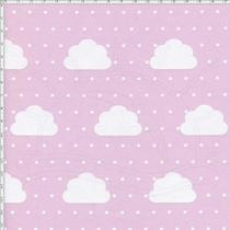 Tecido Estampado para Patchwork - Nuvens Pequenas Com Poá Rosa Cor 01 (0,50x1,40)