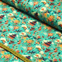 Tecido Estampado Para Patchwork - Oriental : Casa com Flores Oriental (0,50x1,50) Tecido Estampado Para Patchwork - Oriental : Casa com Flores Oriental (0,50x1,50)