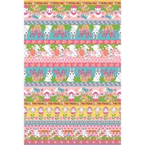 Tecido Estampado para Patchwork - Páscoa : Barrado Happy (0,50x1,50)