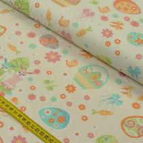Tecido Estampado para Patchwork - Páscoa: Casal Coelho Composê Cor 01 (0,50x1,40)