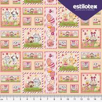 Tecido Estampado para Patchwork - Páscoa: Quero Ser Coelho Quadros Cor 01 (0,60x1,40)