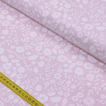 Tecido Estampado para Patchwork - Pequeno Quintal by Mariana Curti: Floral Fundo Rosa (0,50x1,40)