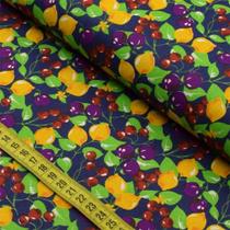 Tecido Estampado para Patchwork - Pomar : Mix de Frutas Fundo Marinho (0,50x1,40) Tecido Estampado para Patchwork - Pomar : Mix de Frutas Fundo Marinho (0,50x1,40)