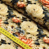 Tecido Estampado para Patchwork - Renata Blanco : Rosas com Flores (0,50x1,40)