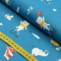 Tecido Estampado para Patchwork - Respeitável Público : Malabarista Fundo Azul (0,50X1,40) Tecido Estampado para Patchwork - Respeitável Público : Malabarista Fundo Azul (0,50X1,40)